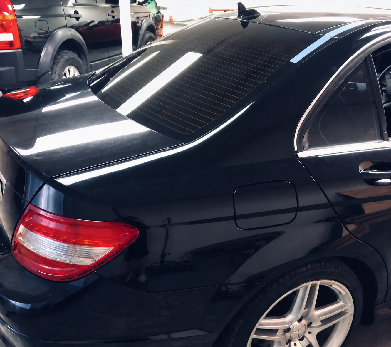 After: intact clean rear windshield